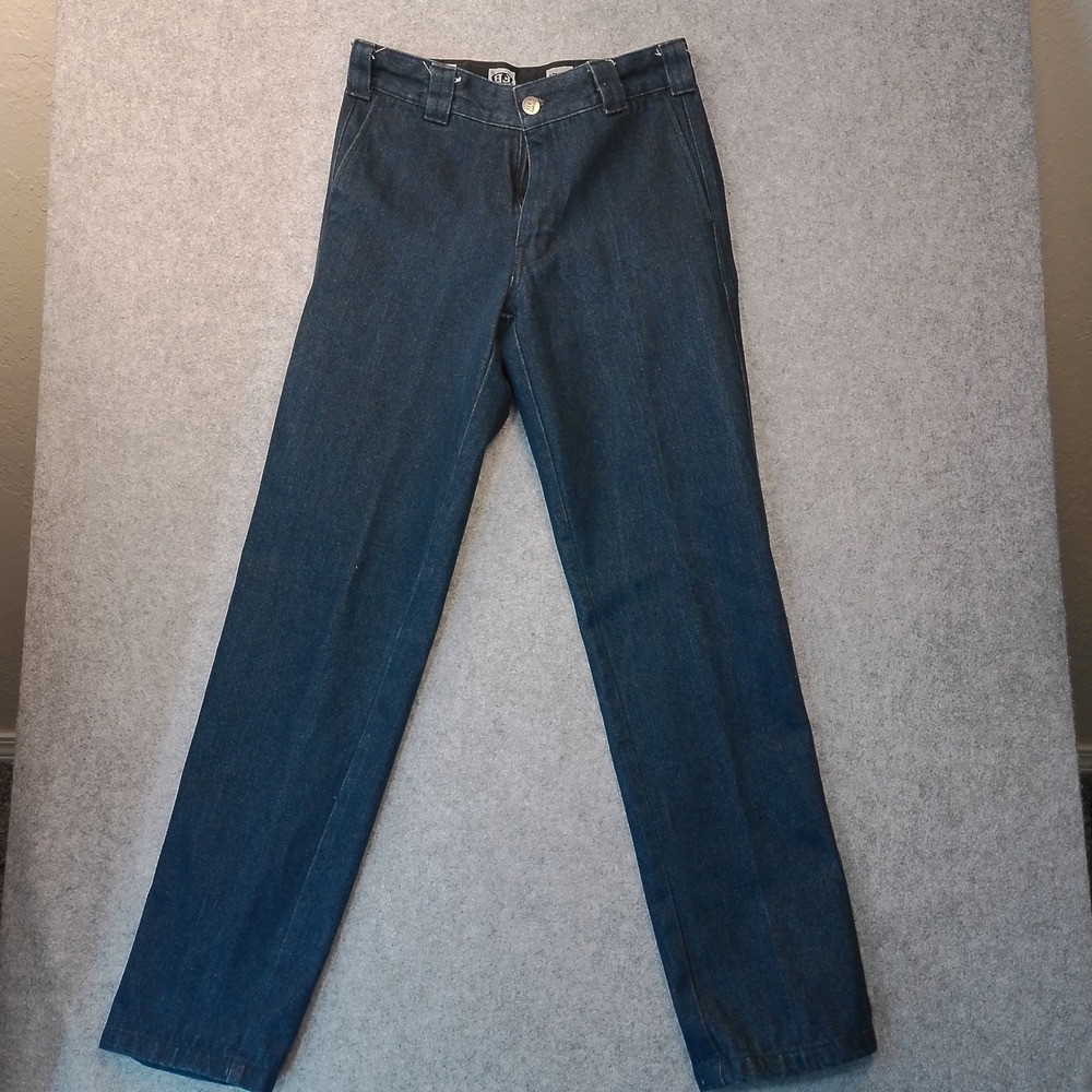 County FB Mens Indigo Denim Workwear Straight Leg Pants Blue Size 29x31